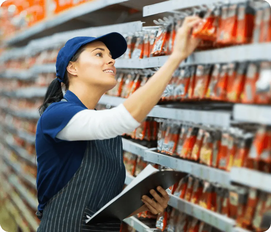 Retail worker checking inventory in a store